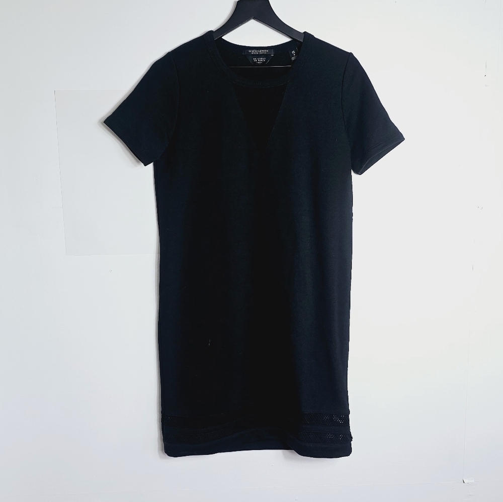 Scotch & Soda Short Sleeves Mesh Accents Black T-Shirt Women's Dress Size 2
